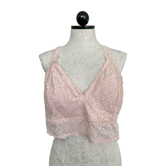 Dip Pink Lace Racerback Bralette Wireless Removable Pads Size 2X - Picture 1 of 8